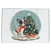 クリスマスのボストンテリア犬 ラージペーパーバッグ (裏面)
