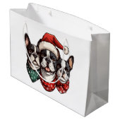 クリスマスのボストンテリア犬 ラージペーパーバッグ (裏面アングル)