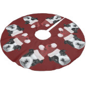 クリスマスのボストンテリア ブラッシュドポリエステルツリースカート (アングル)