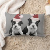 クリスマスのボストンテリア ランバークッション (ブランケット)