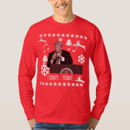 クリスマスのボトルの醜いワイシャツを遊んでいるドナルド・トランプ Tシャツ
