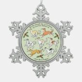 クリスマスのボルゾイの第7日 スノーフレークピューターオーナメント (正面)