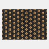 クリスマスのボーブルオンティール（緑がかった色）、白黒 ラッピングペーパーシート (正面2)