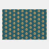 クリスマスのボーブルオンティール（緑がかった色）、白黒 ラッピングペーパーシート (正面)