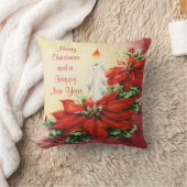 クリスマスのポインセチアおよび蝋燭の装飾用クッション クッション (ブランケット)