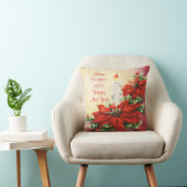 クリスマスのポインセチアおよび蝋燭の装飾用クッション クッション (椅子)