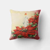 クリスマスのポインセチアおよび蝋燭の装飾用クッション クッション (裏面)