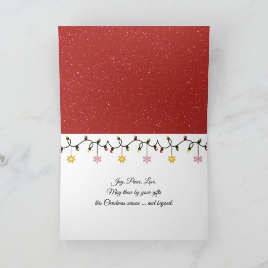 クリスマスのポインセチアとタブビーキャットの登場 シーズンカード (内部)