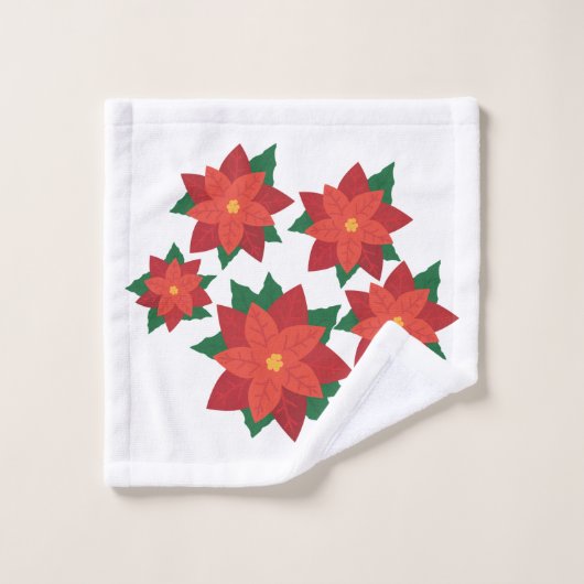 クリスマスのポインセチアのモノグラムの浴室タオルセット バスタオルセット (ウォッシュタオル)