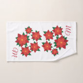 クリスマスのポインセチアのモノグラムの浴室タオルセット バスタオルセット (ハンドタオル)