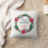 クリスマスのポインセチアのリース クッション (ブランケット)