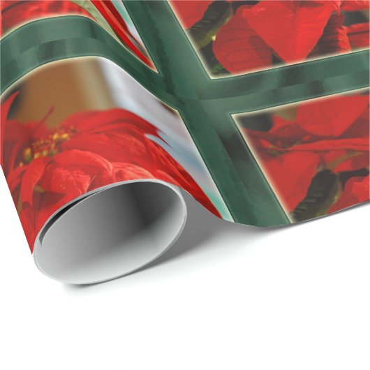 クリスマスのポインセチアの包装紙 ラッピングペーパー (ロールコーナー)
