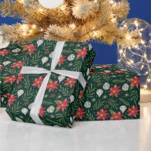 クリスマスのポインセチアの花の包装紙