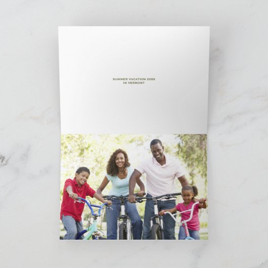 クリスマスのポインセチアの(h)によって折られる休日の写真車 シーズンカード (内部)