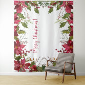 クリスマスのポインセチア フラワーフォトブース背景 タペストリー (インサイチュ)