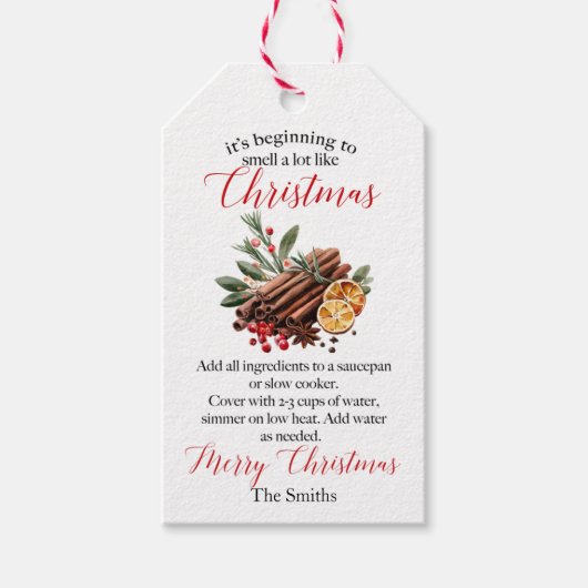 クリスマスのポプリの香りがしてきた ギフトタグ (正面)