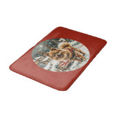 クリスマスのポメラニアンのトナカイ犬 バスマット (アングル)