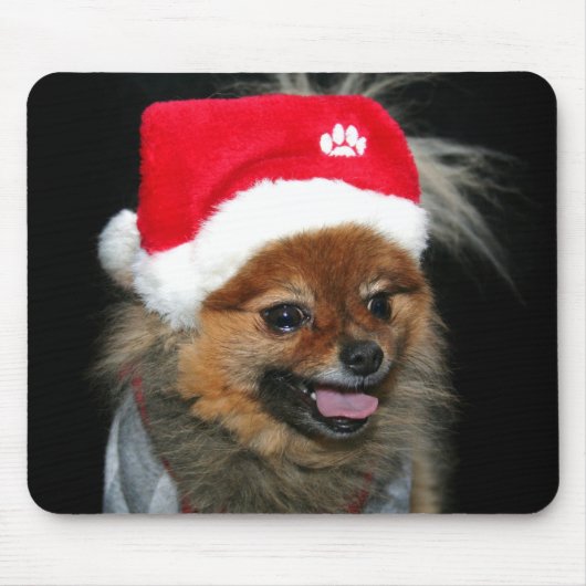 クリスマスのポメラニア犬のマウスパッド マウスパッド (正面)