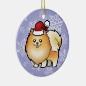 クリスマスのポメラニア犬 セラミックオーナメント (右)