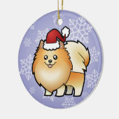 クリスマスのポメラニア犬 セラミックオーナメント (左)