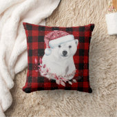 クリスマスのポーラーベア バッファロープレイド クッション (ブランケット)