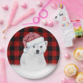 クリスマスのポーラーベア バッファロープレイド ペーパープレート (パーティー)