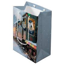 クリスマスのポーラーベア ヴィンテージ蒸気機関車