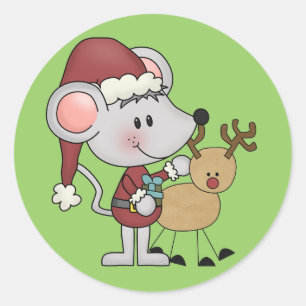 クリスマスのマウス ラウンドシール