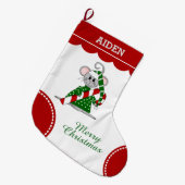 クリスマスのマウス ラージクリスマスストッキング (正面 (吊り時))