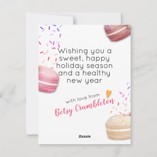 クリスマスのマカロンのクッキーからベーキングを振りかける シーズンカード (裏面)