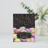 クリスマスのマカロンのクッキーからベーキングを振りかける シーズンカード (スタンド正面)