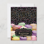 クリスマスのマカロンのクッキーからベーキングを振りかける シーズンカード (正面)