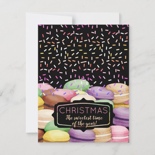 クリスマスのマカロンのクッキーからベーキングを振りかける シーズンカード (正面)