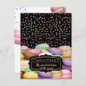 クリスマスのマカロンのクッキーからベーキングを振りかける シーズンカード (正面/裏面)