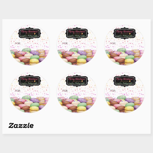 クリスマスのマカロンのクッキーからベーキングを振りかける ラウンドシール (シート)