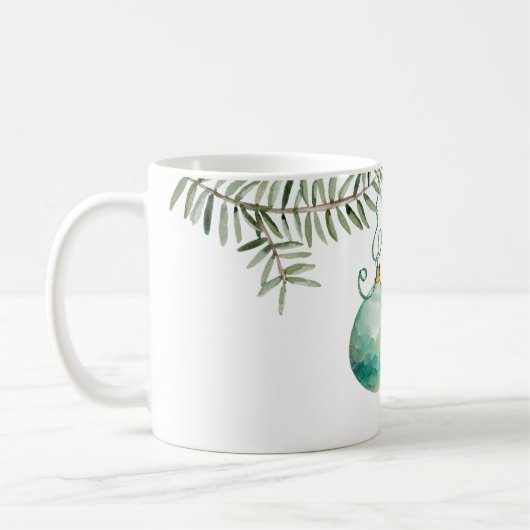 クリスマスのマグカップにオーナメント反射 コーヒーマグカップ (左)