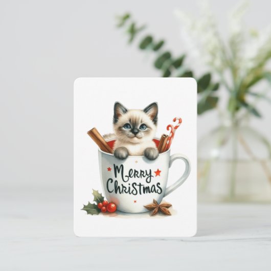 クリスマスのマグカップの猫 - クリスマス (スタンド正面)