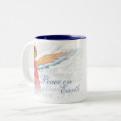 クリスマスのマグ-地球の正統のギフトの平和 ツートーンマグカップ (正面左)