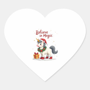 クリスマスのマジックを信じて ユニコーンとクリスマスツリー ハートシール