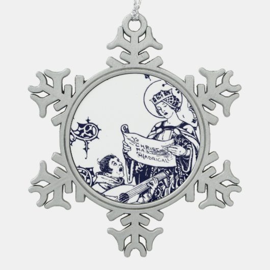 クリスマスのマドリガル スノーフレークピューターオーナメント (正面)