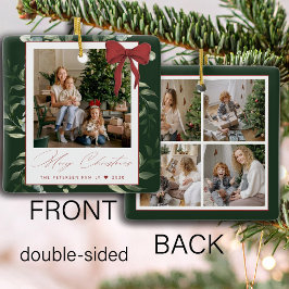 クリスマスのマルチフォト5家族写真の思い出 セラミックオーナメント