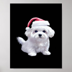 クリスマスのマルチーズ - 動物好きのためのクラシック ポスター