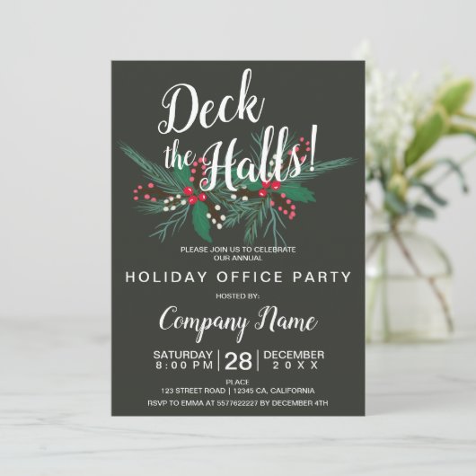 クリスマスのミスタントウ企業のグレイでホールをデッキ 招待状 (スタンド正面)
