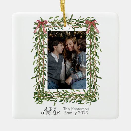 クリスマスのミスタントーのトレリス写真 セラミックオーナメント (正面)