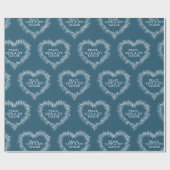 クリスマスのミスタントースケッチハートダークブルー白 ラッピングペーパー (フラット)