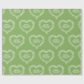クリスマスのミスタントースケッチハート緑の白 ラッピングペーパー (フラット)