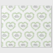 クリスマスのミスタントースケッチハート緑の白 ラッピングペーパー (フラット)