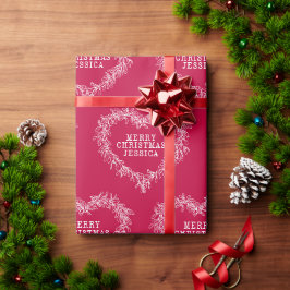 クリスマスのミスタントースケッチハート赤い白 ラッピングペーパー
