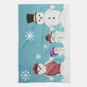クリスマスのミスター&ミセス雪だるまとその家族 キッチンタオル (縦)