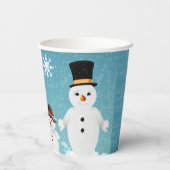 クリスマスのミスター&ミセス雪だるまとその家族 紙コップ (裏面)